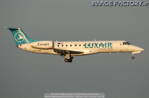 2007-08-24 Malpensa 088 LX-LGK Embraer 135-145 Luxair